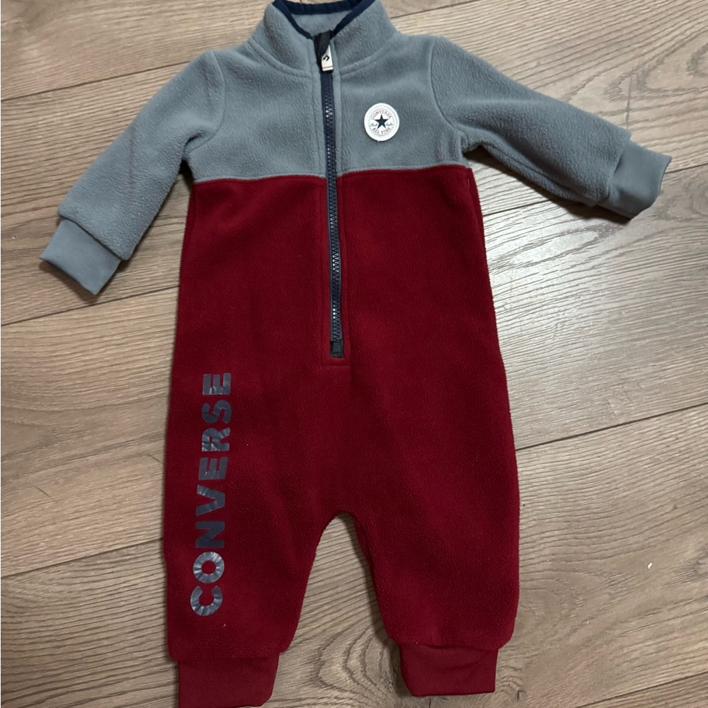 Converse Fleece Baby Zip Up One Piece Size 6mos EUC